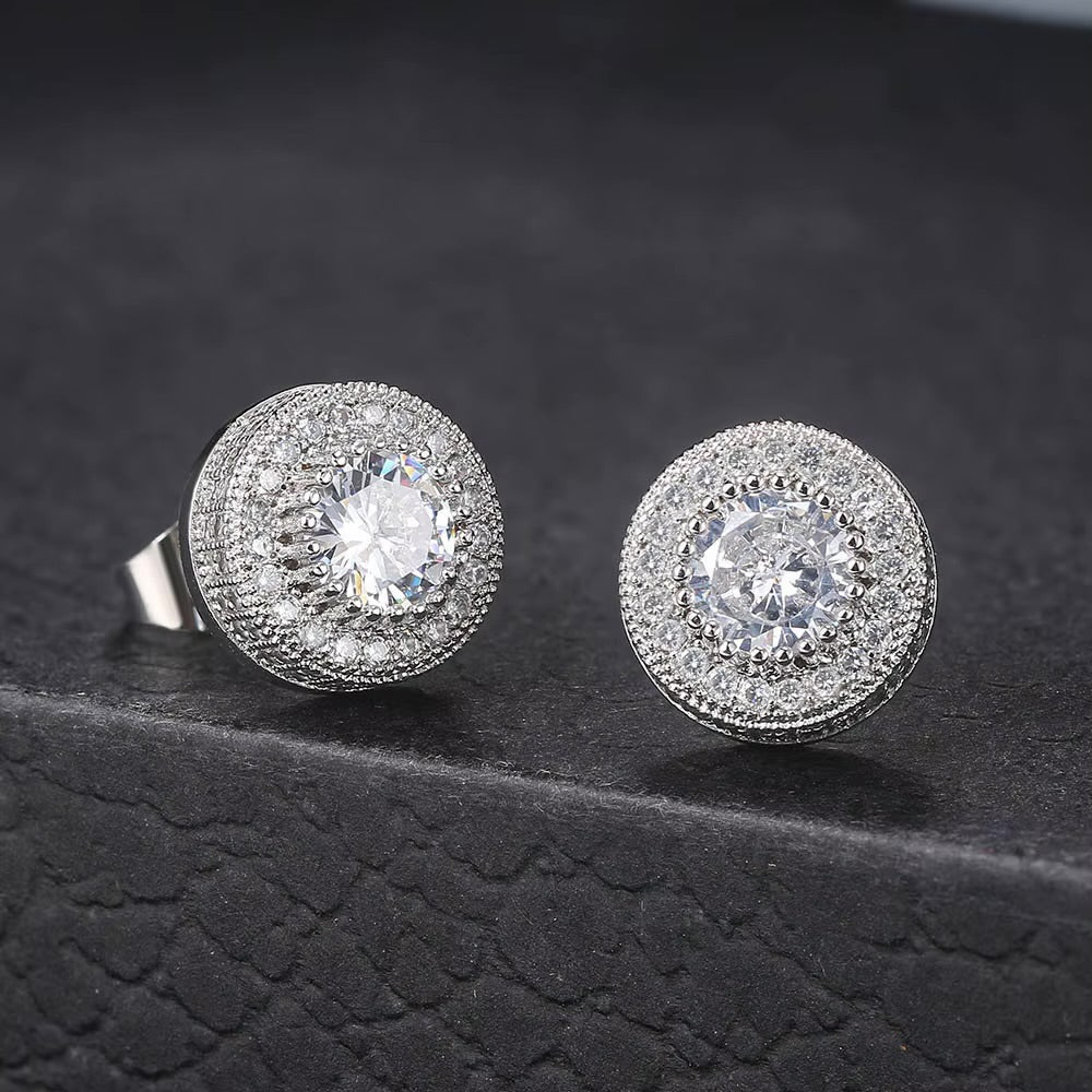 Diamond Round Stud Earrings