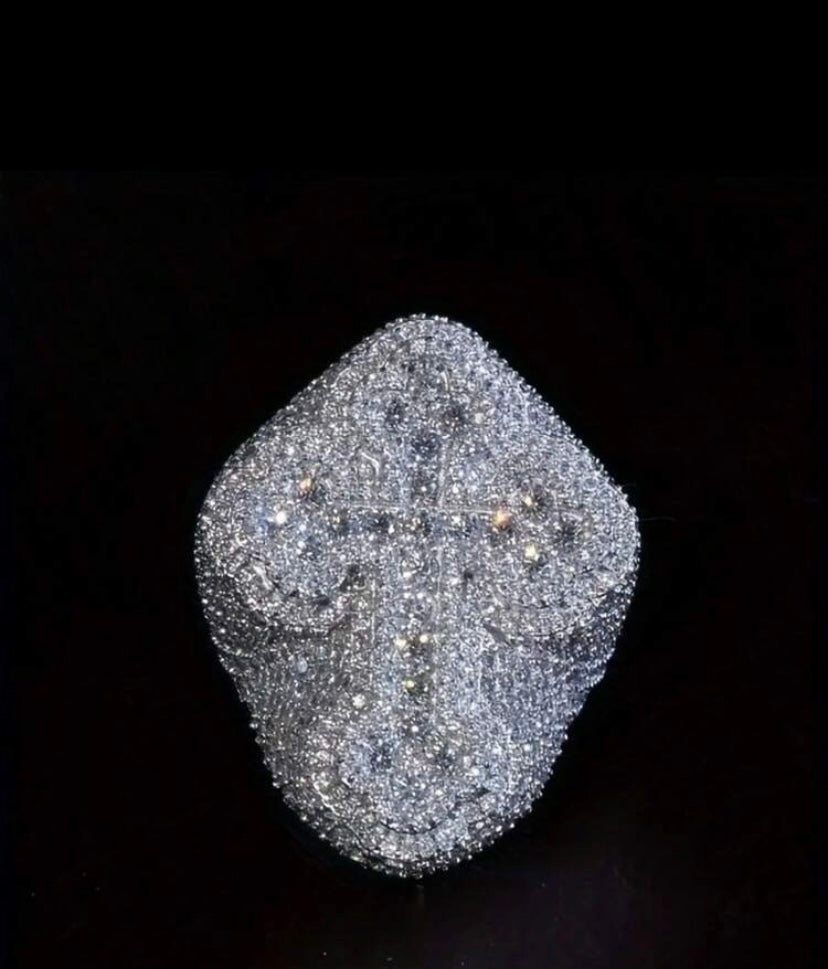 Diamond Cut Cross Ring