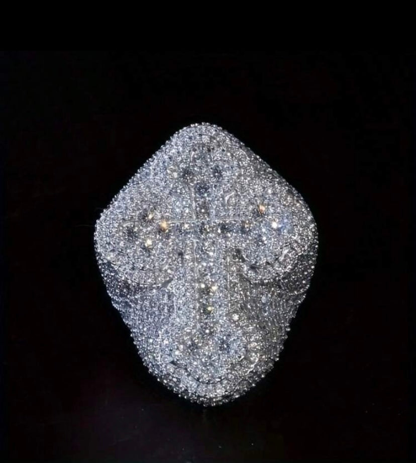 Diamond Cut Cross Ring