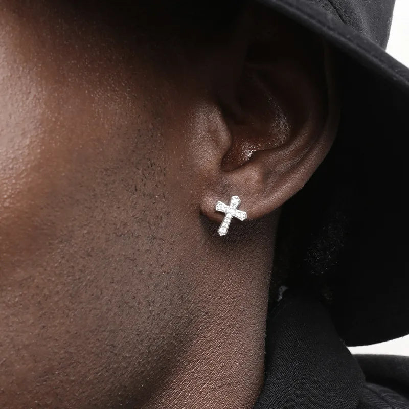 Diamond Cross Titanium Steel Earrings