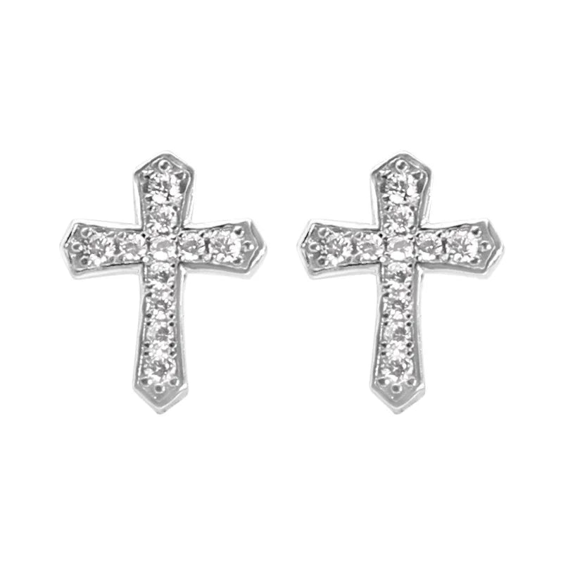 Diamond Cross Titanium Steel Earrings