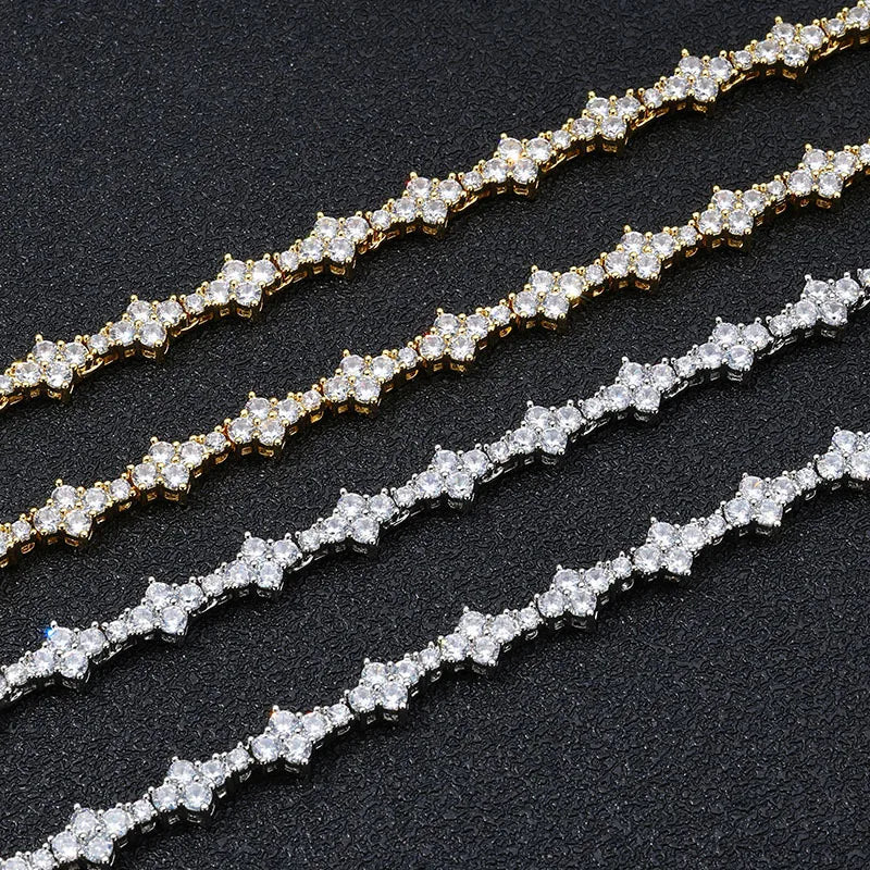 Floral Cluster Diamond Tennis Bracelet