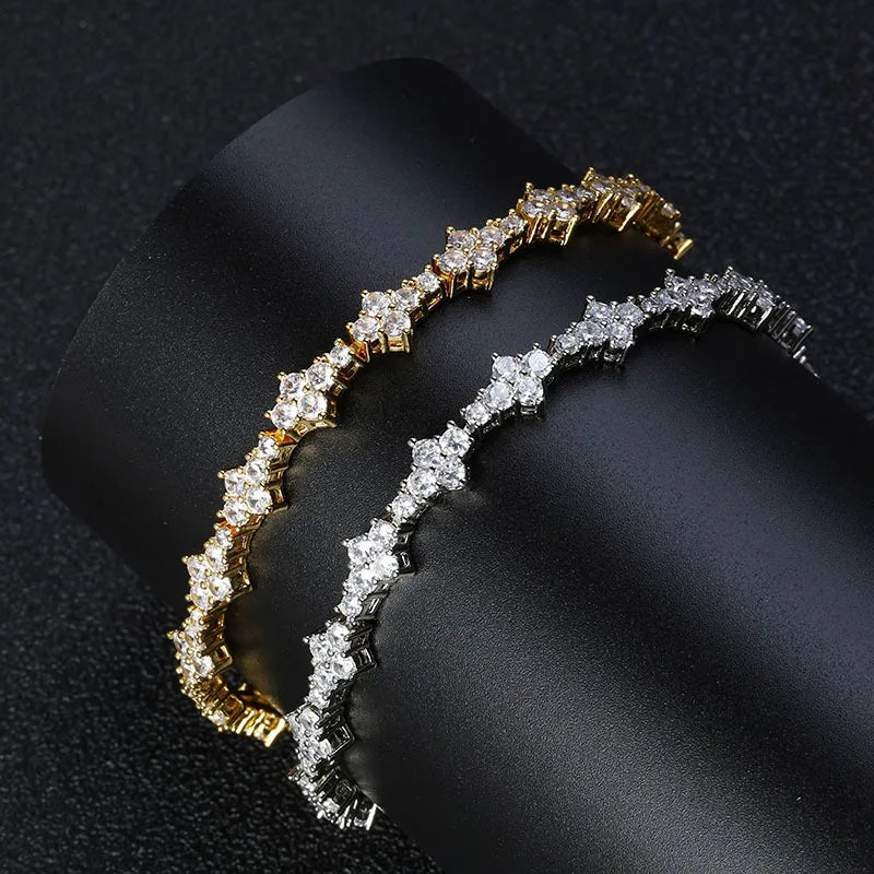Floral Cluster Diamond Tennis Bracelet