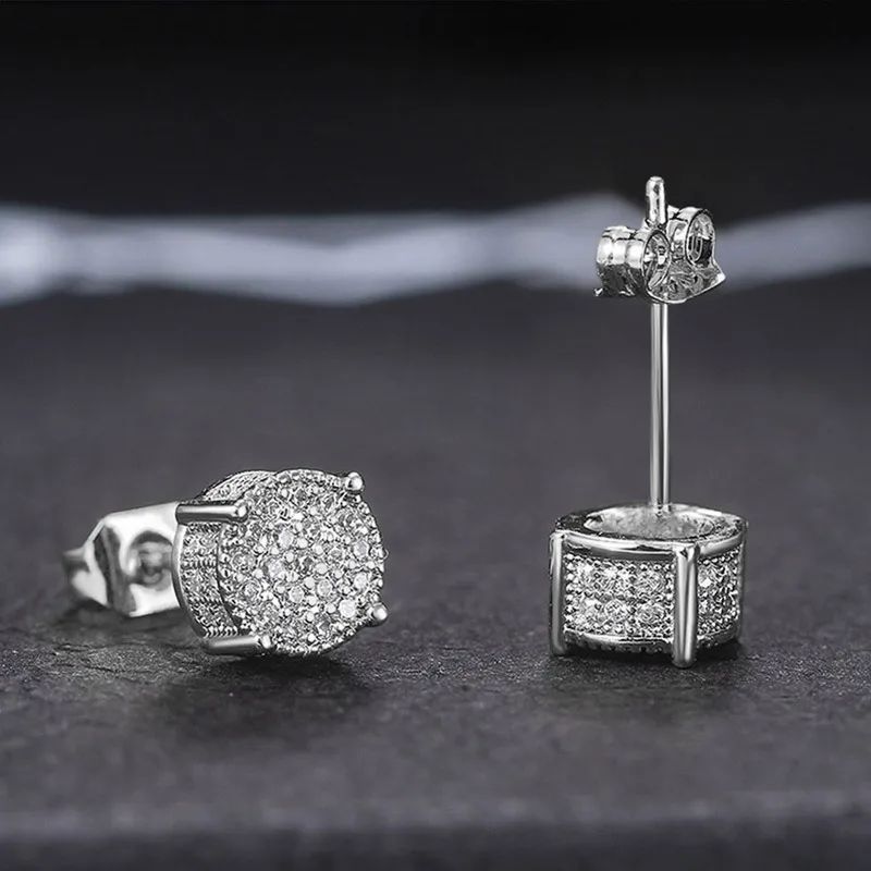 Diamond Round Cut Full Paved Stud Earrings