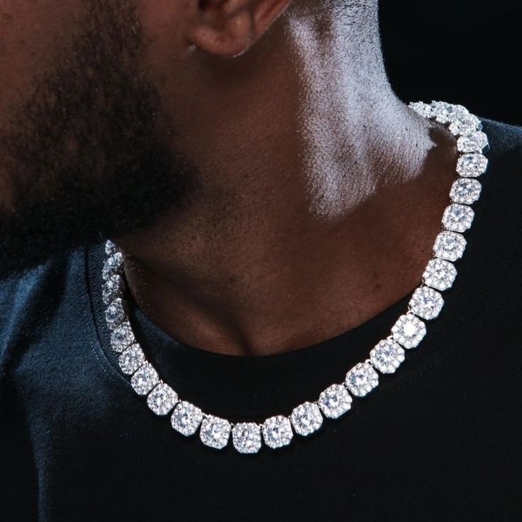 Diamond cushion cut halo tennis chain